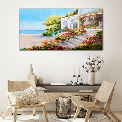 Glasbild Sommerliche Küstenlandschaft