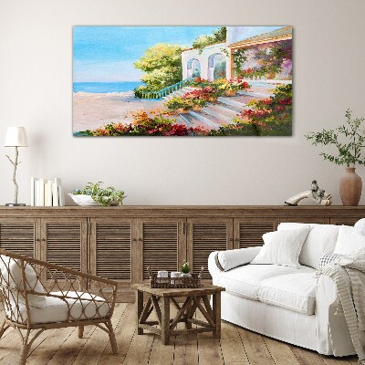Glasbild Sommerliche Küstenlandschaft