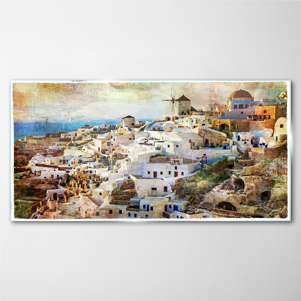 Glas bild Santorini in der Sonne