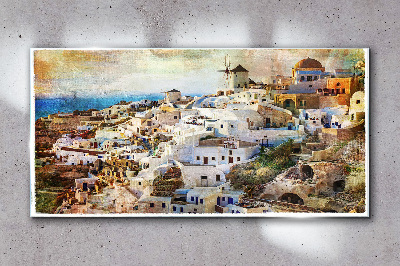 Glas bild Santorini in der Sonne