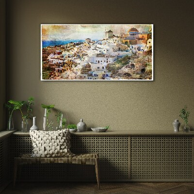 Glas bild Santorini in der Sonne