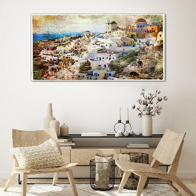 Glas bild Santorini in der Sonne