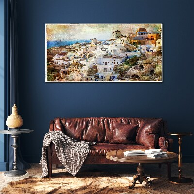 Glas bild Santorini in der Sonne