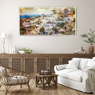 Glas bild Santorini in der Sonne