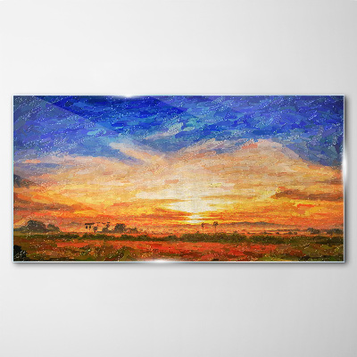 Foto auf glas Sonnenuntergang über einer ländlichen Landschaft