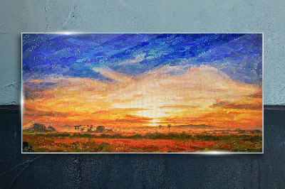 Foto auf glas Sonnenuntergang über einer ländlichen Landschaft