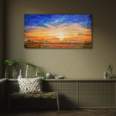 Foto auf glas Sonnenuntergang über einer ländlichen Landschaft