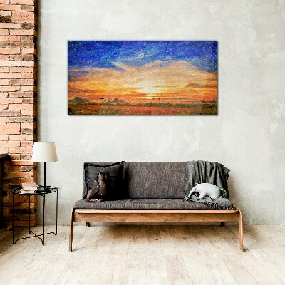 Foto auf glas Sonnenuntergang über einer ländlichen Landschaft