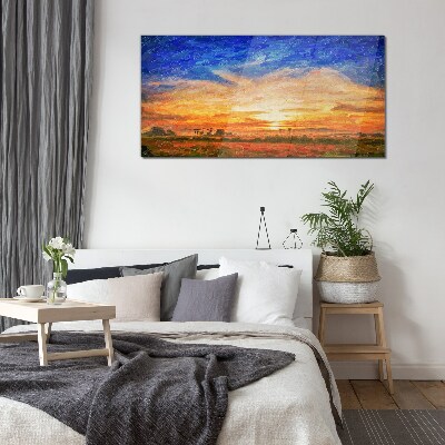 Foto auf glas Sonnenuntergang über einer ländlichen Landschaft