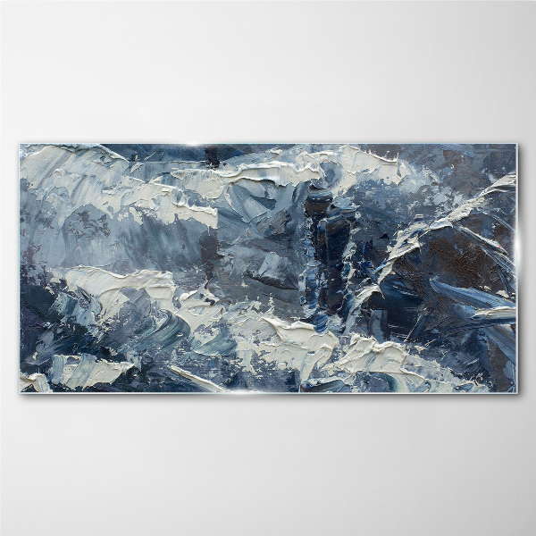 Glasbild Winterlandschaft in Blautönen