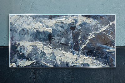 Glasbild Winterlandschaft in Blautönen