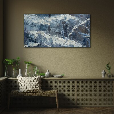 Glasbild Winterlandschaft in Blautönen