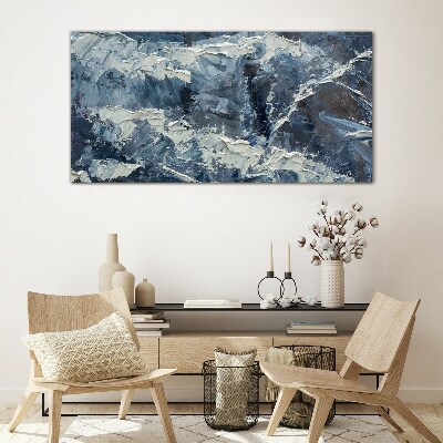 Glasbild Winterlandschaft in Blautönen