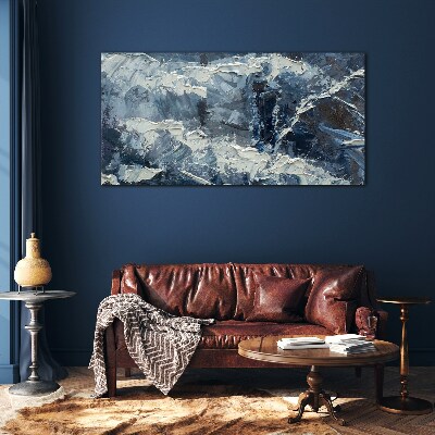 Glasbild Winterlandschaft in Blautönen