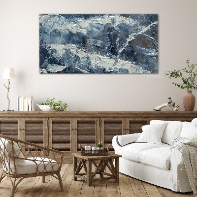 Glasbild Winterlandschaft in Blautönen