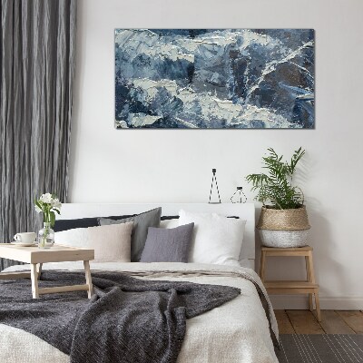 Glasbild Winterlandschaft in Blautönen