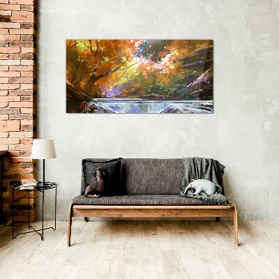 Glasbild Herbstlandschaft am Fluss