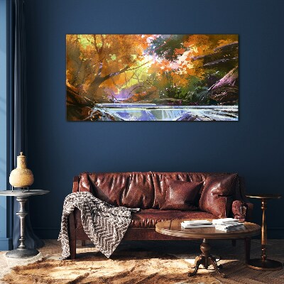 Glasbild Herbstlandschaft am Fluss