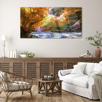 Glasbild Herbstlandschaft am Fluss