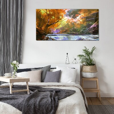 Glasbild Herbstlandschaft am Fluss