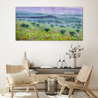 Foto glasbild Landschaft in Pastellfarben