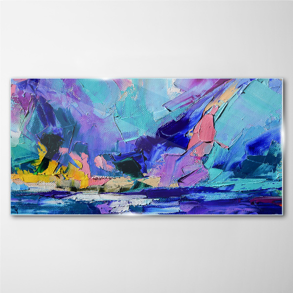 Glasbild Abstrakte Landschaft in Lilatönen