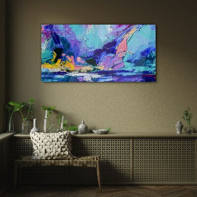 Glasbild Abstrakte Landschaft in Lilatönen