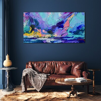 Glasbild Abstrakte Landschaft in Lilatönen