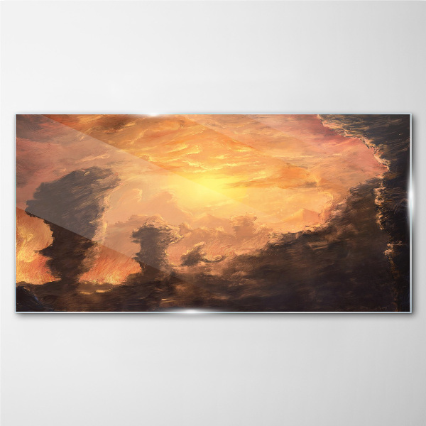 Glasbild Sonnenuntergang über den Wolken