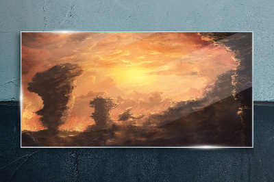 Glasbild Sonnenuntergang über den Wolken