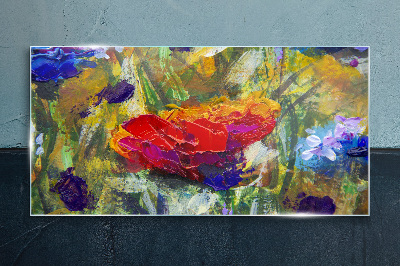 Glasbild Farbenfroher floraler Expressionismus