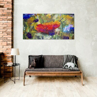 Glasbild Farbenfroher floraler Expressionismus