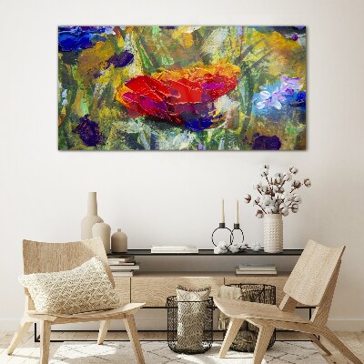 Glasbild Farbenfroher floraler Expressionismus