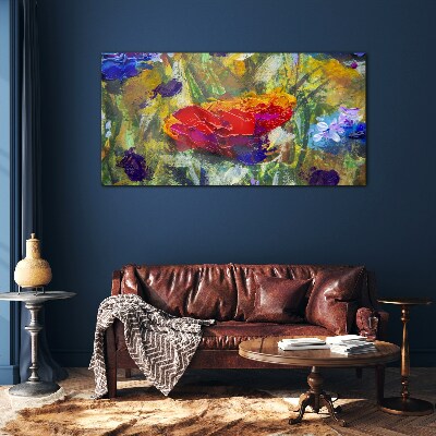 Glasbild Farbenfroher floraler Expressionismus