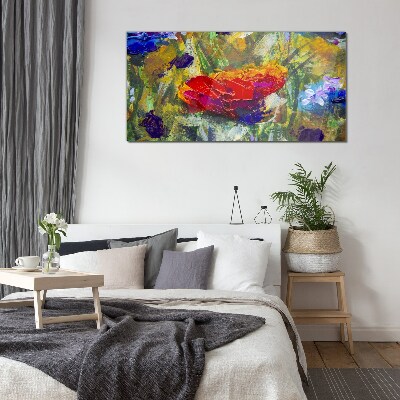 Glasbild Farbenfroher floraler Expressionismus
