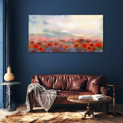 Glasbild Blumenlandschaft in Pastellfarben