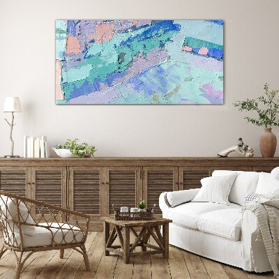 Glasbild Abstrakte Landschaften in Pastellfarben