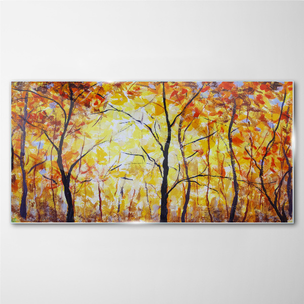 Glasbild Goldener Herbst im Wald