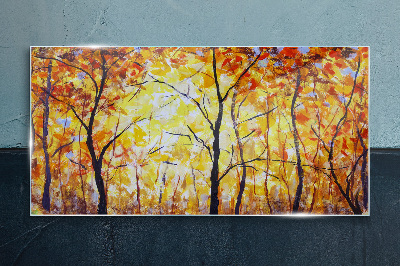 Glasbild Goldener Herbst im Wald