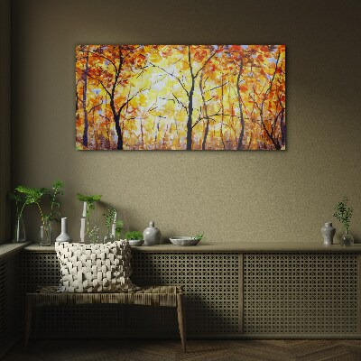 Glasbild Goldener Herbst im Wald
