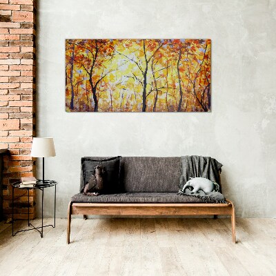 Glasbild Goldener Herbst im Wald