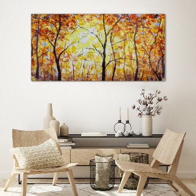 Glasbild Goldener Herbst im Wald