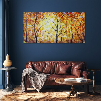 Glasbild Goldener Herbst im Wald
