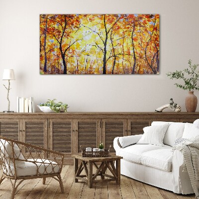Glasbild Goldener Herbst im Wald