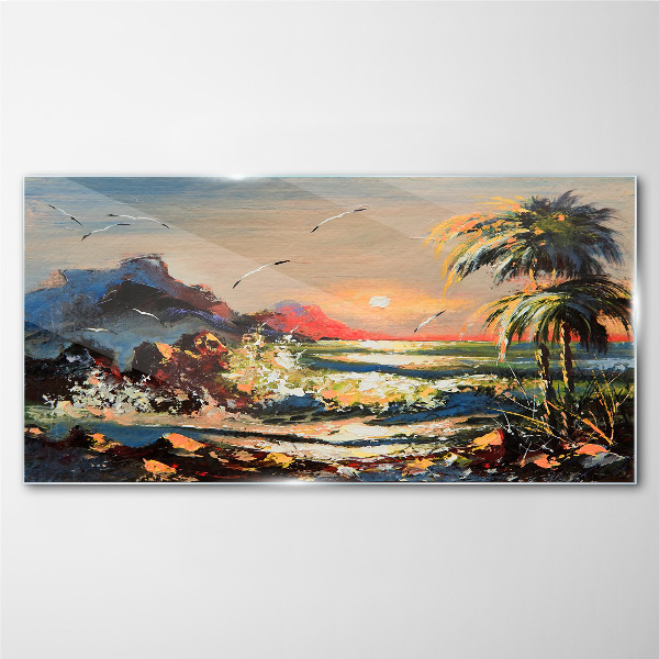 Foto auf glas Tropischer Sonnenuntergang über dem Meer