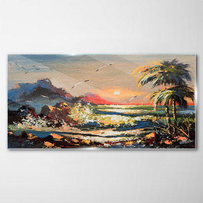 Foto auf glas Tropischer Sonnenuntergang über dem Meer