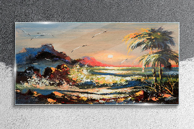 Foto auf glas Tropischer Sonnenuntergang über dem Meer