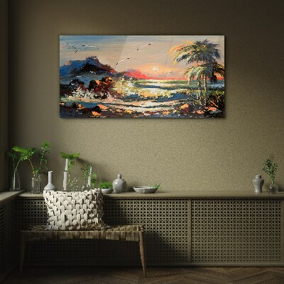 Foto auf glas Tropischer Sonnenuntergang über dem Meer