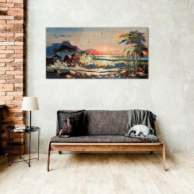 Foto auf glas Tropischer Sonnenuntergang über dem Meer