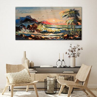 Foto auf glas Tropischer Sonnenuntergang über dem Meer